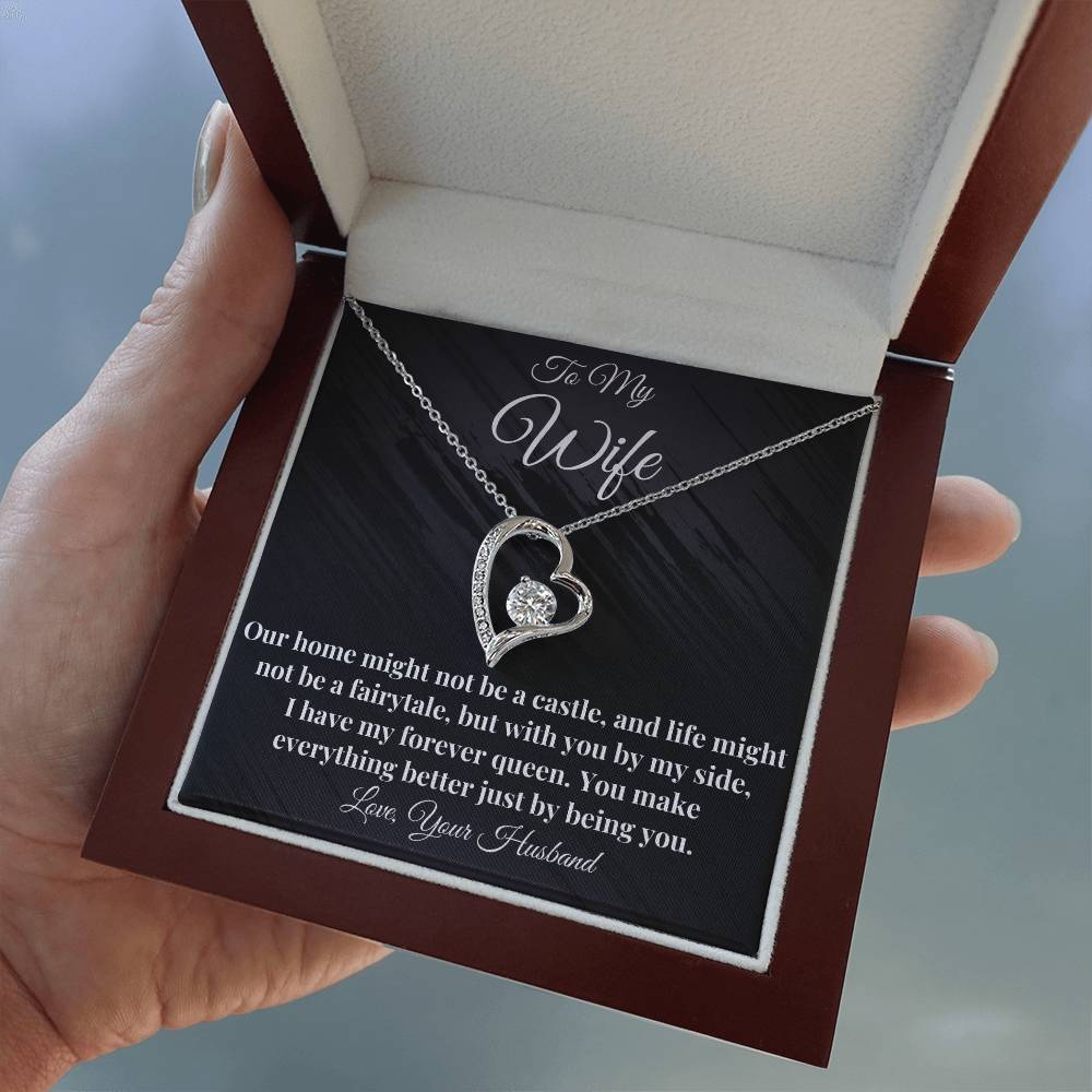 To My Wife - My Forever Queen - Forever love Necklace (Yellow/White Gold)