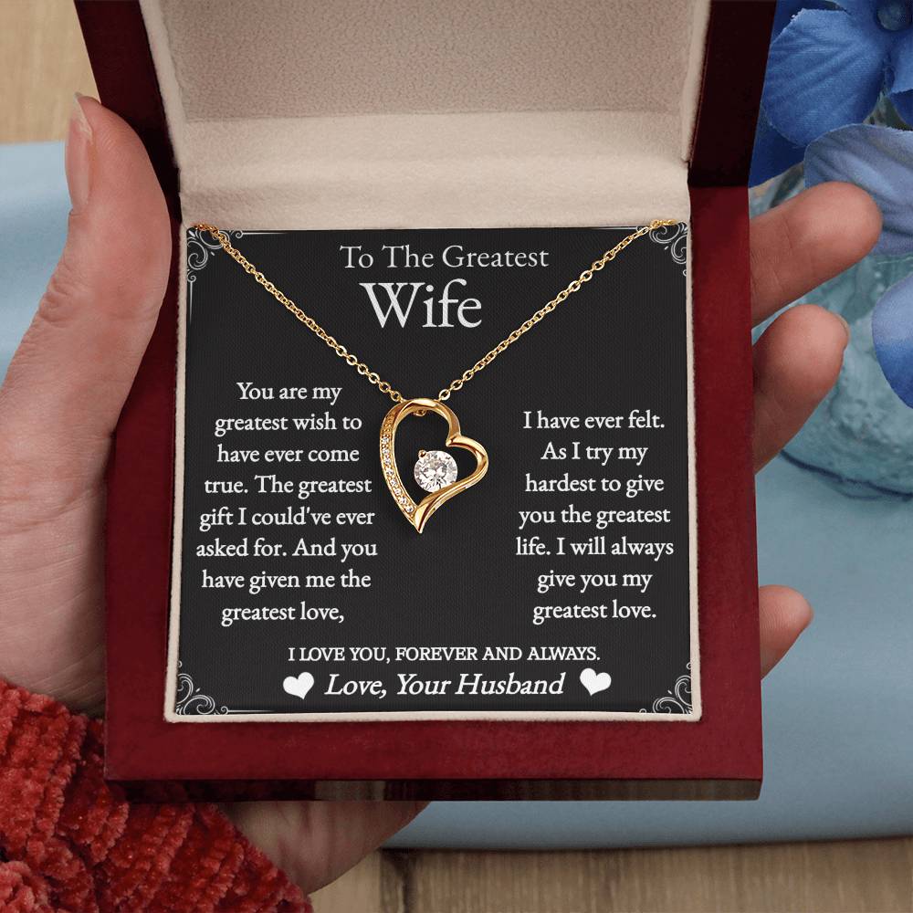 To The Greatest Wife - Forever love necklace (White/Yellow Gold)