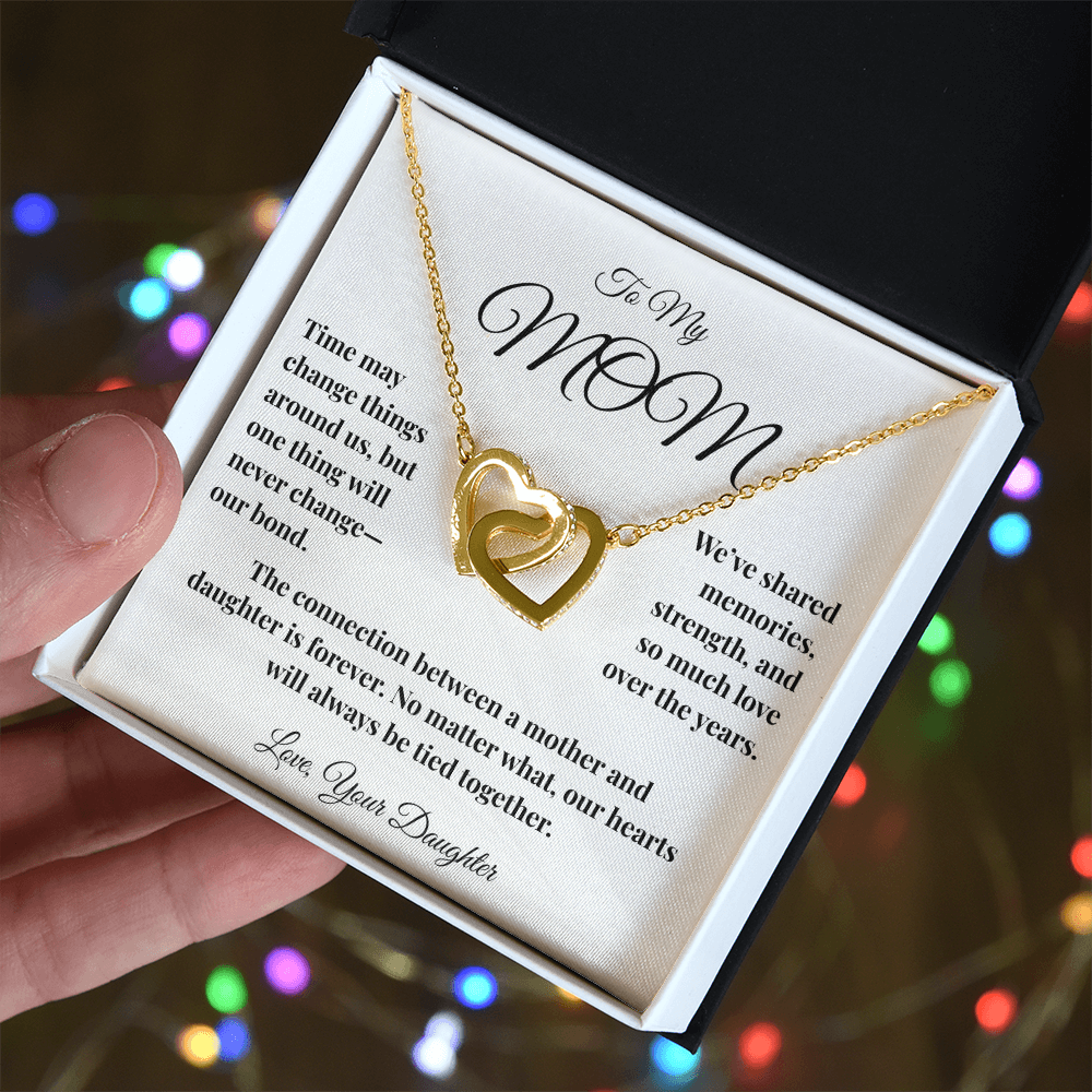 To My Mom - Tied at the Heart - Locking Hearts Necklace