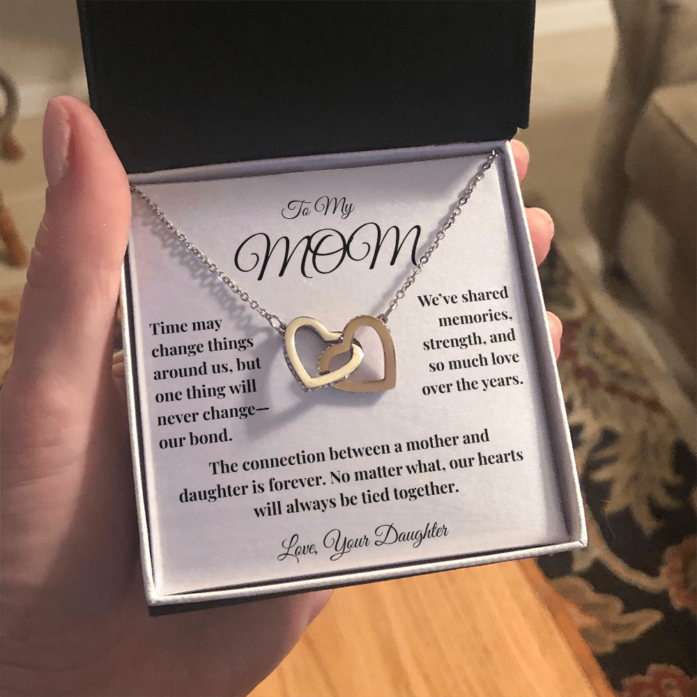 To My Mom - Tied at the Heart - Locking Hearts Necklace