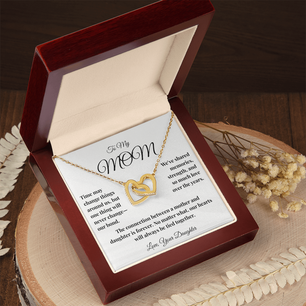 To My Mom - Tied at the Heart - Locking Hearts Necklace