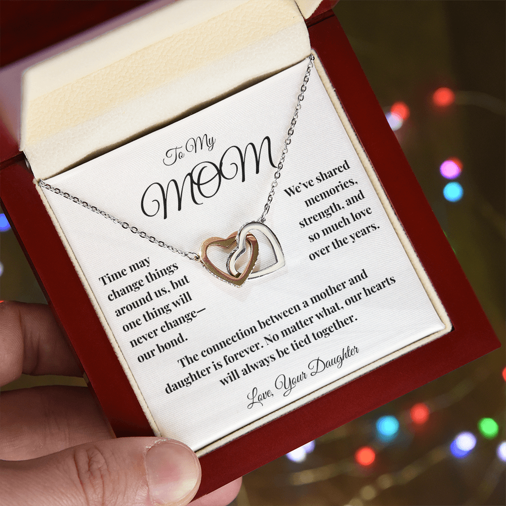 To My Mom - Tied at the Heart - Locking Hearts Necklace
