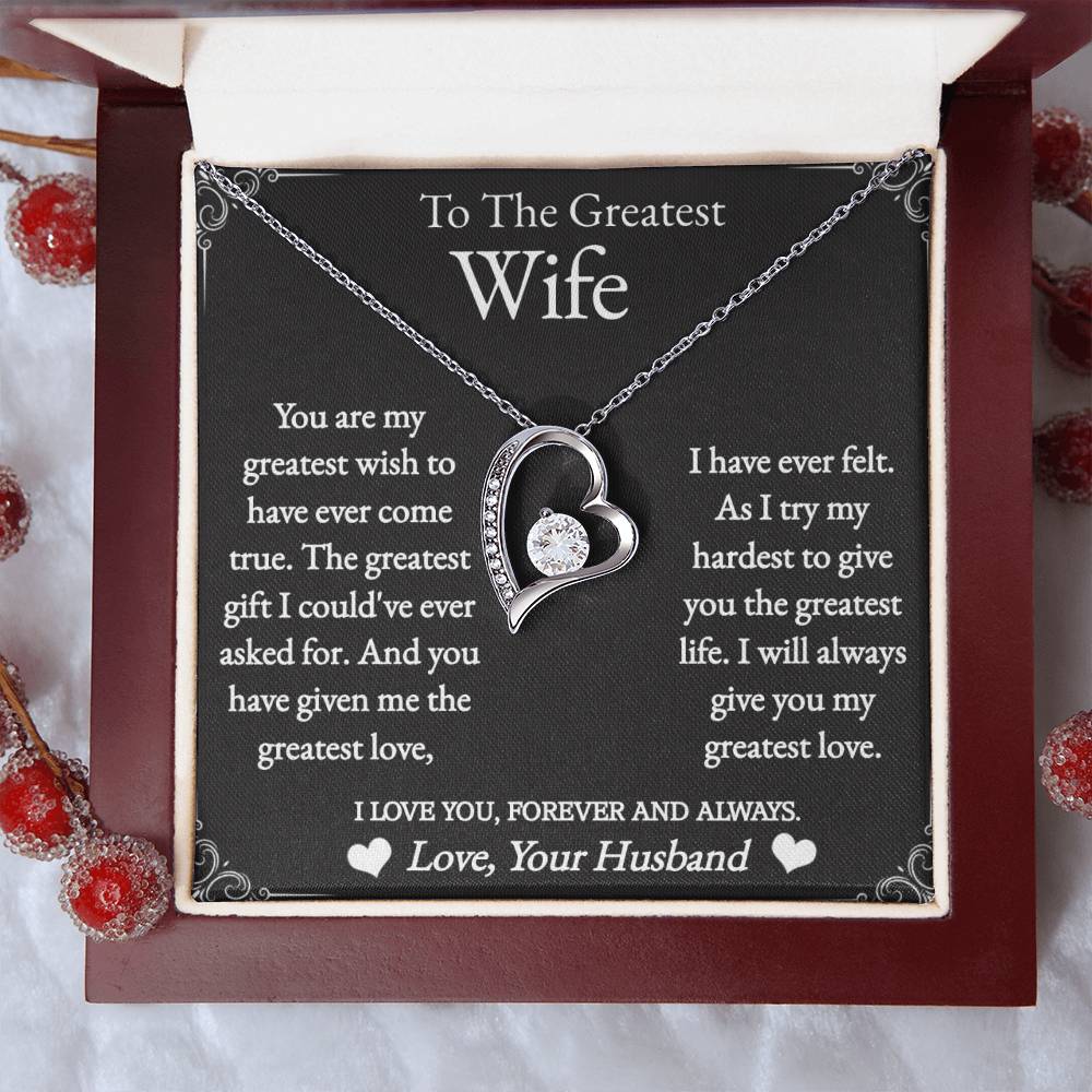 To The Greatest Wife - Forever love necklace (White/Yellow Gold)