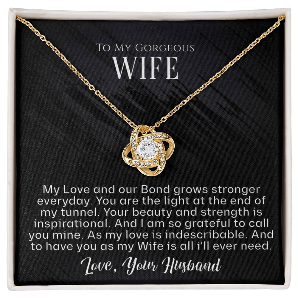 To My Wife - Our Love And Bond - Love Knot (Yellow/White Gold)