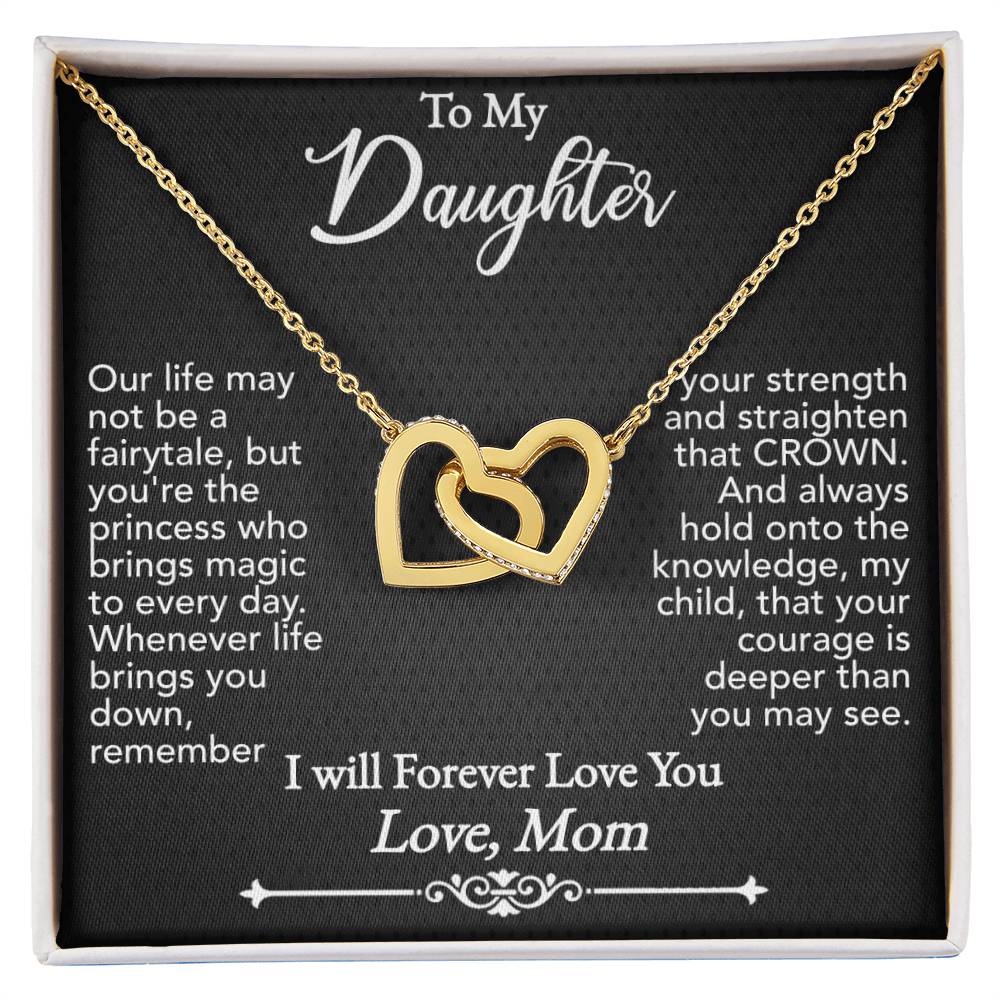 To My Daughter - Forever Love You - Interlocking Hearts (Gold/Rose Gold&Stainless Steel)