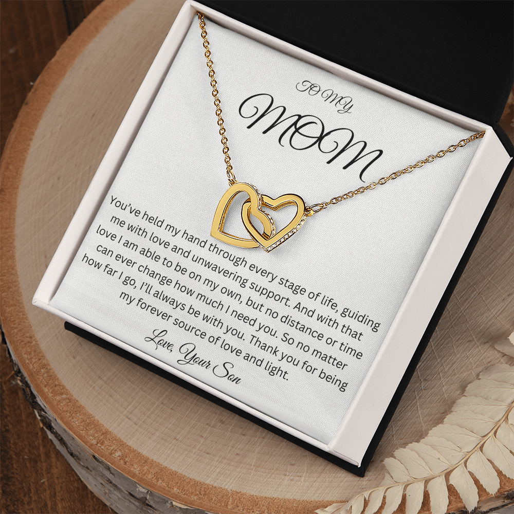 To My Mom - My Love and Light - Interlocking Hearts Necklace