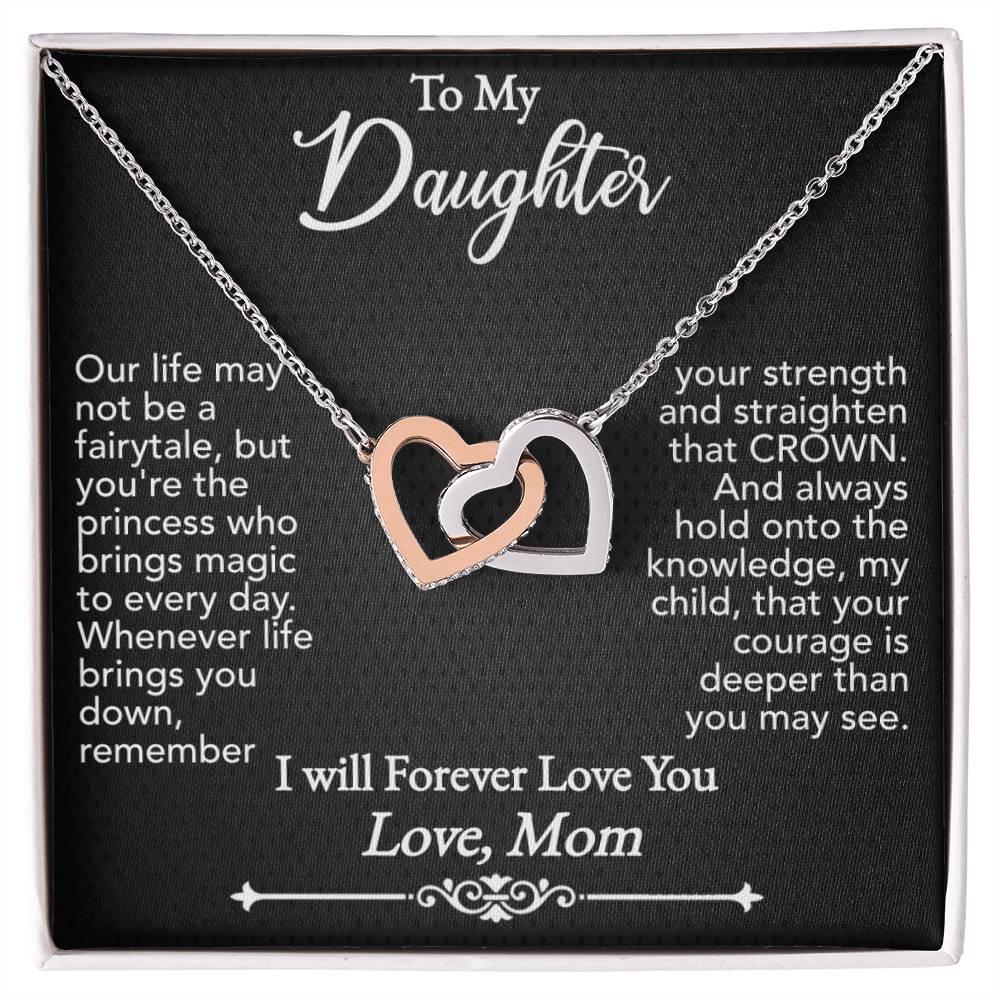 To My Daughter - Forever Love You - Interlocking Hearts (Gold/Rose Gold&Stainless Steel)