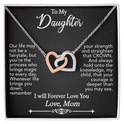To My Daughter - Forever Love You - Interlocking Hearts (Gold/Rose Gold&Stainless Steel)