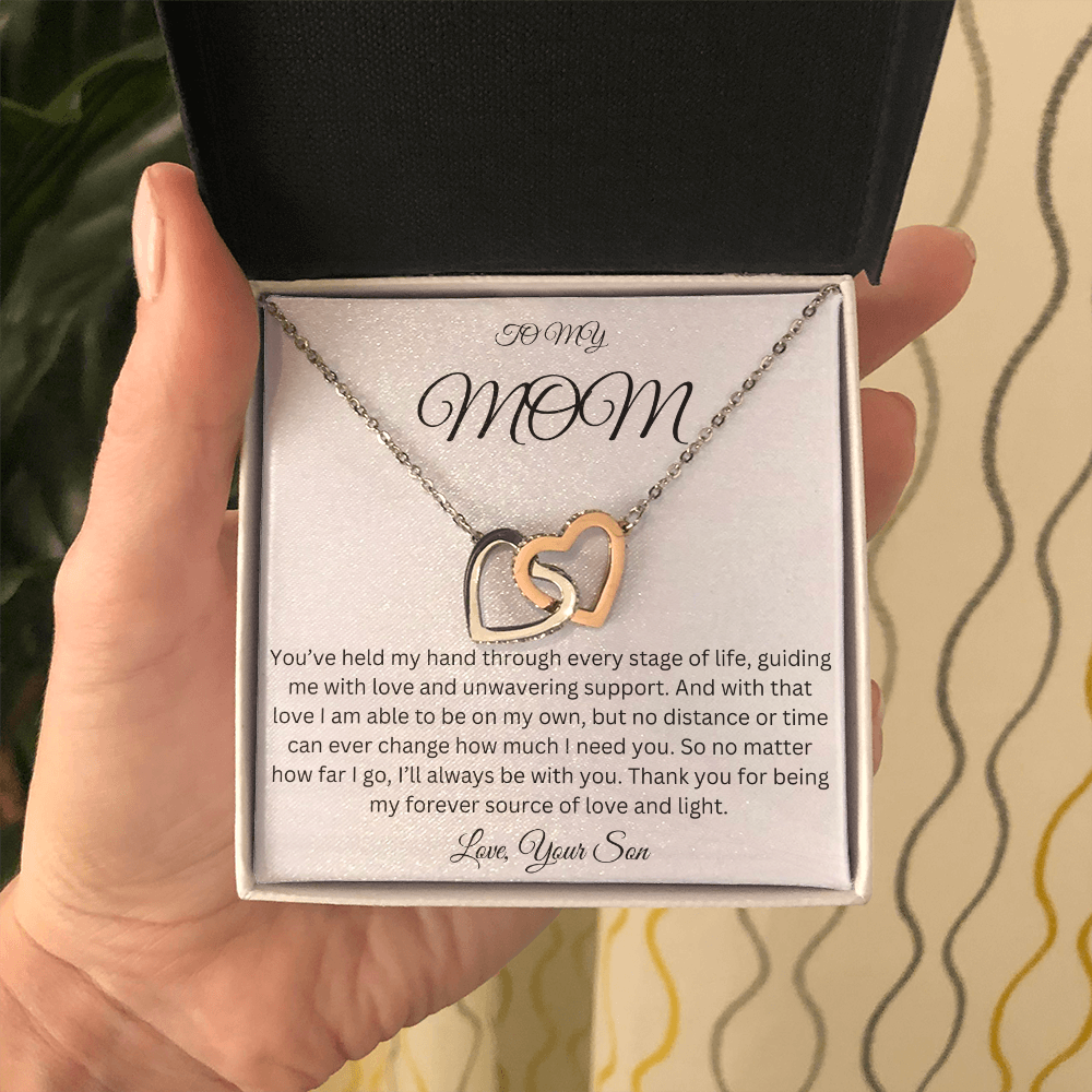 To My Mom - My Love and Light - Interlocking Hearts Necklace