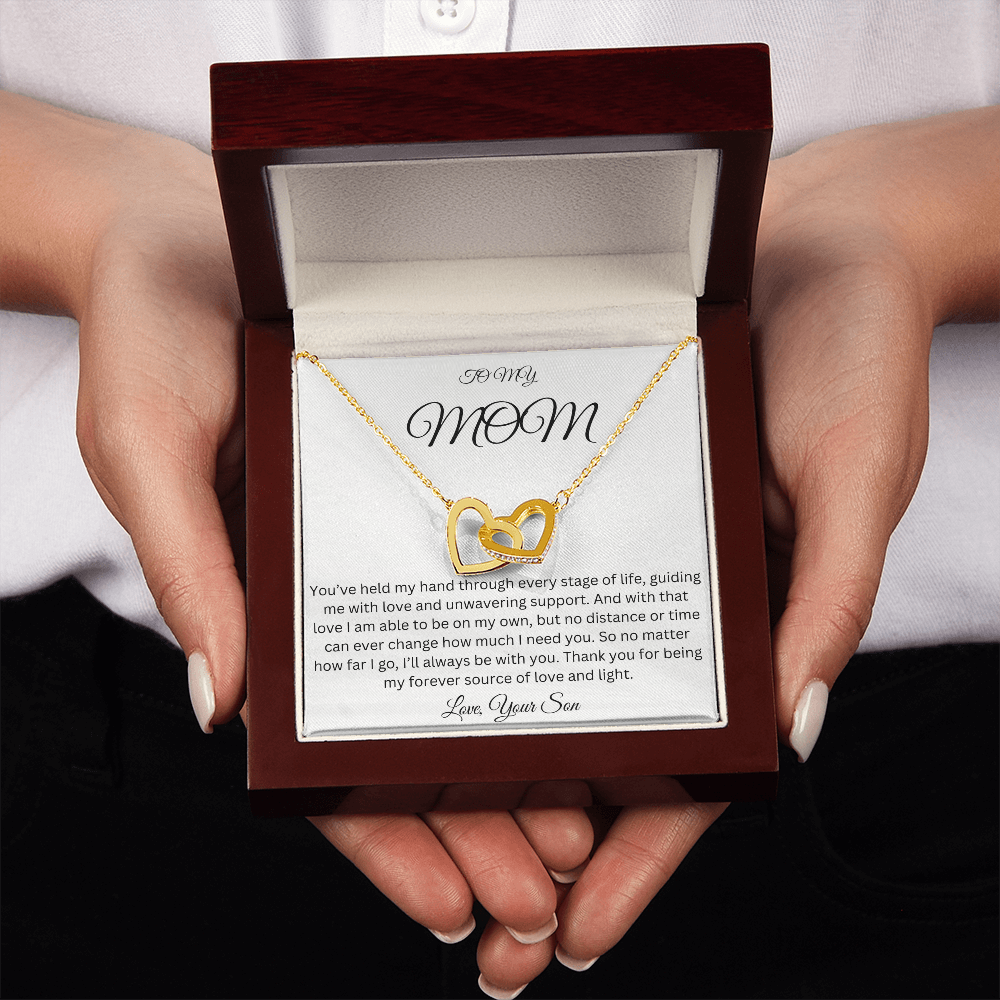 To My Mom - My Love and Light - Interlocking Hearts Necklace