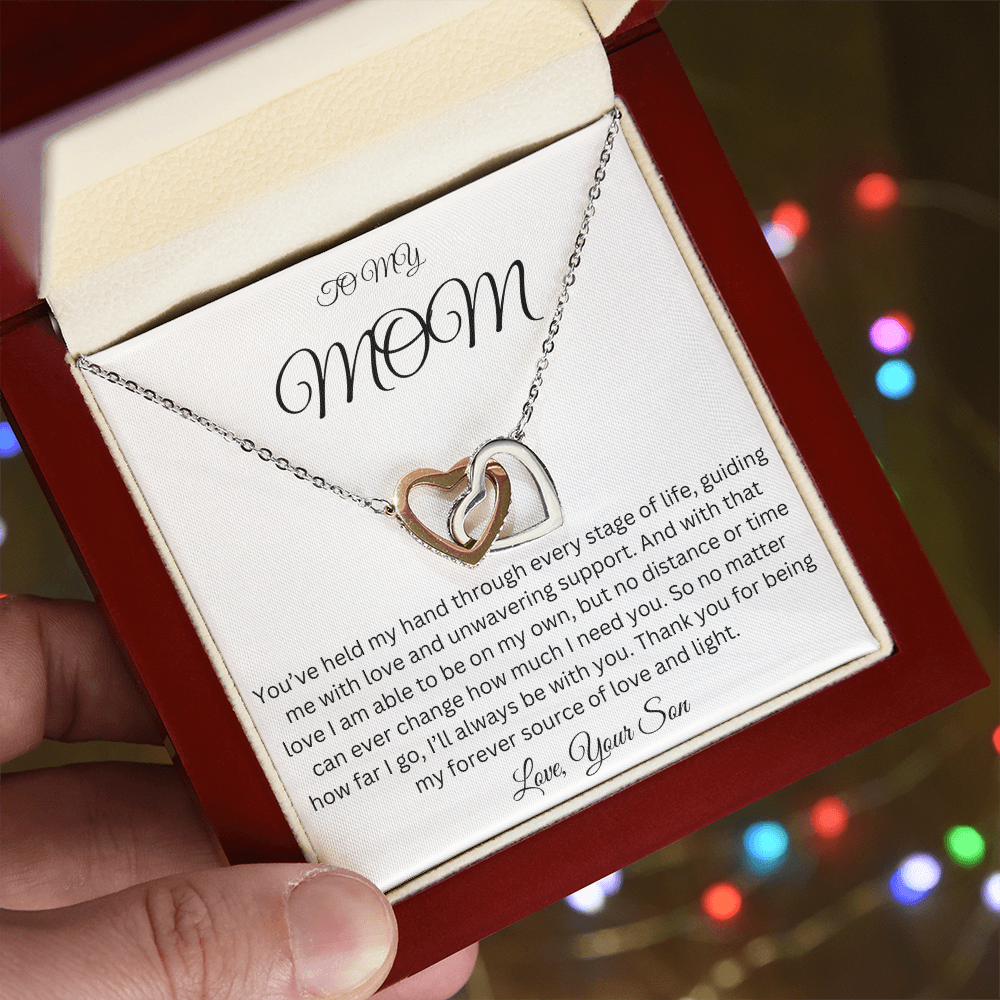 To My Mom - My Love and Light - Interlocking Hearts Necklace