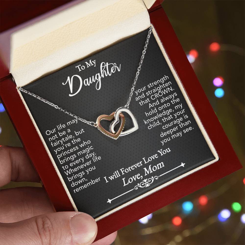 To My Daughter - Forever Love You - Interlocking Hearts (Gold/Rose Gold&Stainless Steel)