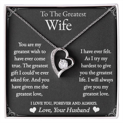 To The Greatest Wife - Forever love necklace (White/Yellow Gold)