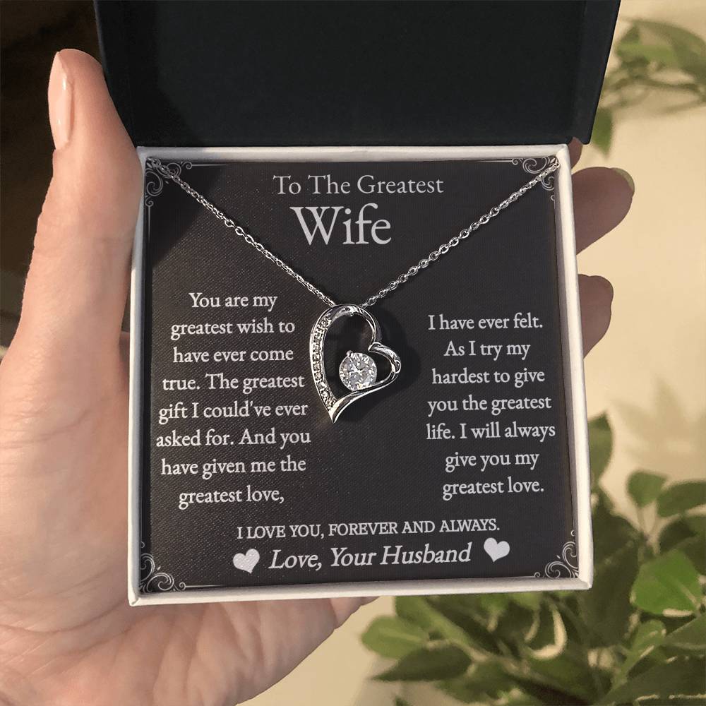 To The Greatest Wife - Forever love necklace (White/Yellow Gold)