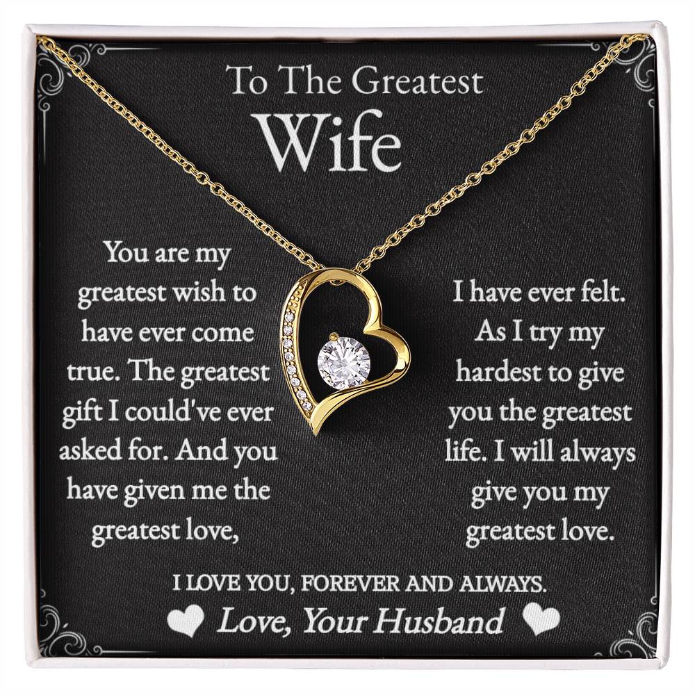 To The Greatest Wife - Forever love necklace (White/Yellow Gold)