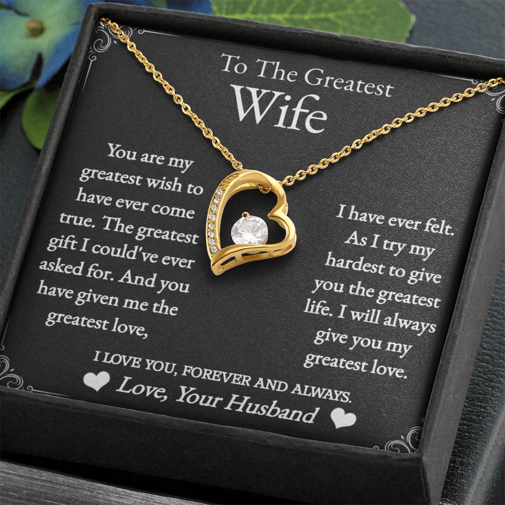 To The Greatest Wife - Forever love necklace (White/Yellow Gold)